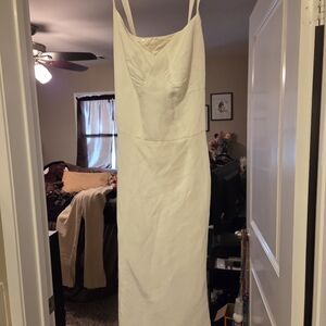 LOFT Cream Sheath Spaghetti Strap Dress